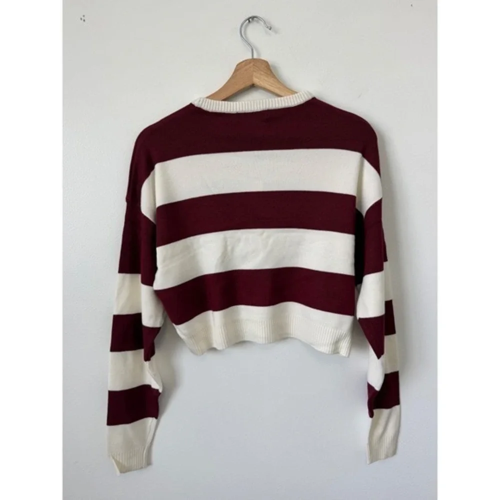 Streetwear Society Sweater – Maroon & White Striped Boxy/Cropped Fit Size Small - Picture 3 of 4